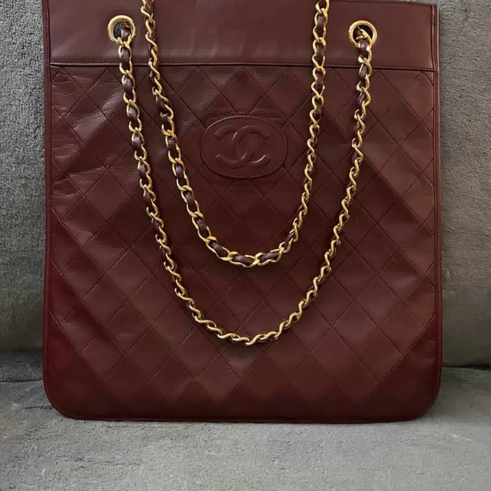 Chanel Vintage Calfskin Quilted Chain Tote